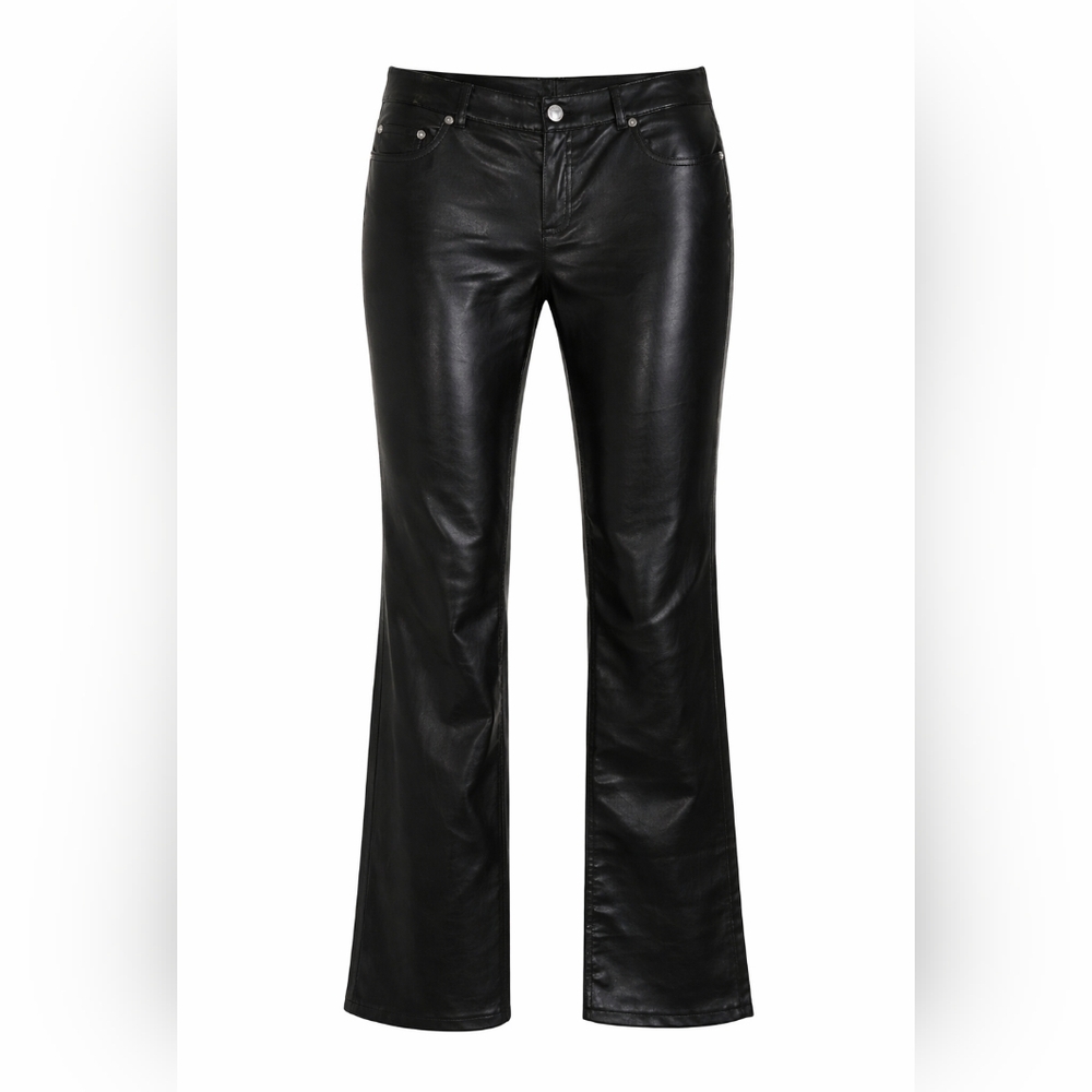 Express Black Faux Leather High Waisted Straight Jeans